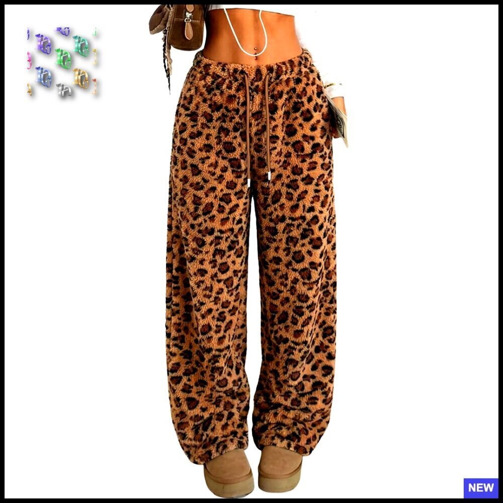 Fuzzy Plush Pajama Pants Wide Leg Loose Fit Cozy Lounge Sleep Bottoms